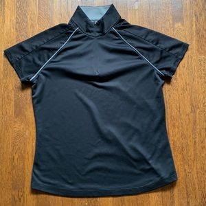 Women’s Annika Black Short Sleeve Zipper Neck Top Size Medium